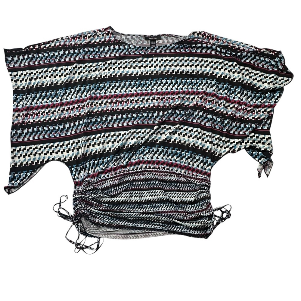 Style & Co Dolman Sleeve Red White and Blue Pattern Top Size L